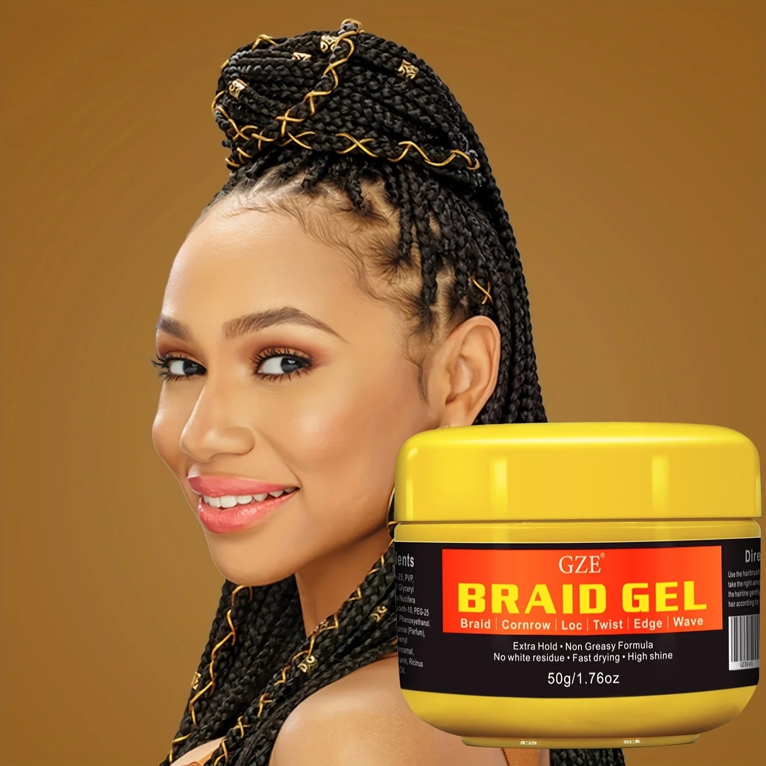 GZE Gel trenzado Stronghold para trenzas y giros perfectamente con estilo: fórmula duradera y que no se hunde, ideal para cabello natural