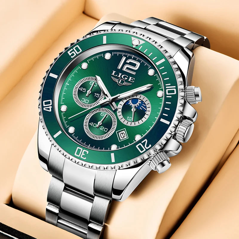 Reloj Masculino LIGE, nuevo reloj de cuarzo militar para hombre, relojes impermeables de lujo a la moda, cronógrafo con fecha de negocios para hombre