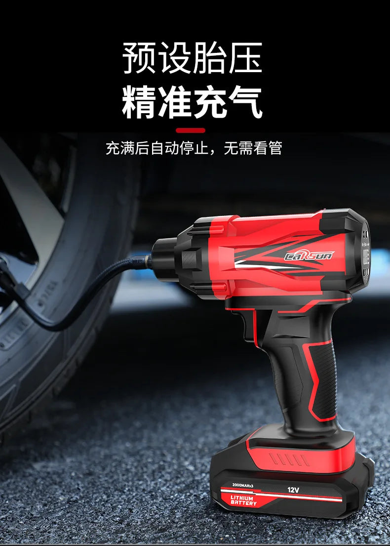 Bomba de aire inalámbrica para coche, bomba de aire para coche, carga y parada automática, práctica bomba de aire portátil para neumáticos de coche