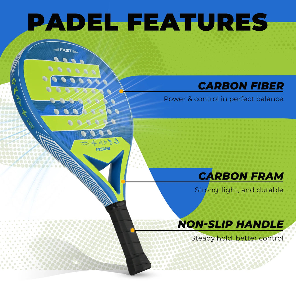 Raquetas de tenis Padel con núcleo de espuma flexible con memoria EVA y superficie de microtextura mate 3D para equipos deportivos de rendimiento mejorado