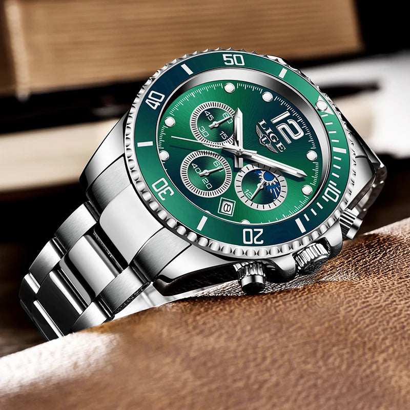 Reloj Masculino LIGE, nuevo reloj de cuarzo militar para hombre, relojes impermeables de lujo a la moda, cronógrafo con fecha de negocios para hombre