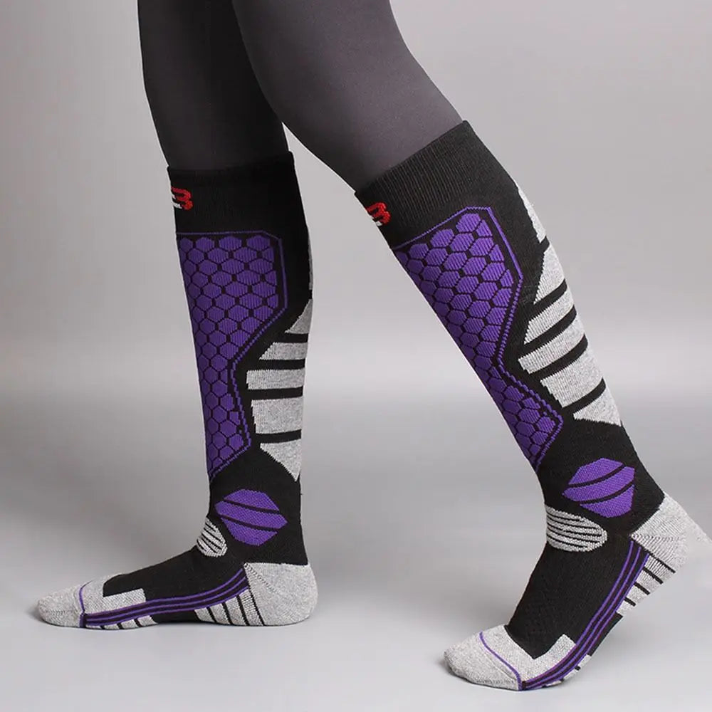 Calcetines de esquí cálidos para invierno, calcetines de compresión transpirables y gruesos antideslizantes para Snowboard, calcetines térmicos que absorben la humedad hasta la rodilla