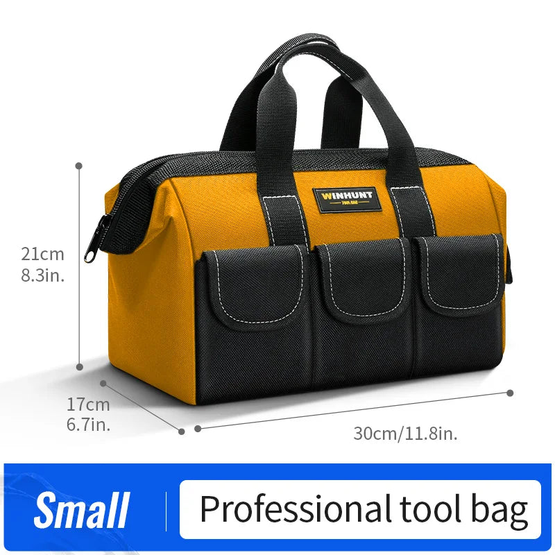 Bolsa de herramientas para hombres, bolsa de herramientas resistente, bolsa de boca ancha para varios instrumentos, electricista carpintero mecánico (amarillo)