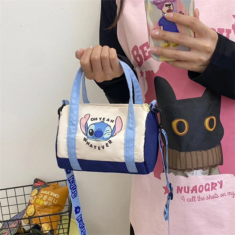 Bolso de hombro de lona de punto para mujer, bolso cruzado informal con oso de fresa de dibujos animados, desplazamientos diarios