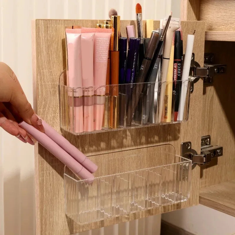 Gabinete caja de almacenamiento de cosméticos estante de almacenamiento montado en la pared lápiz labial joyería estante de almacenamiento soporte de maquillaje estuche organizador de baño