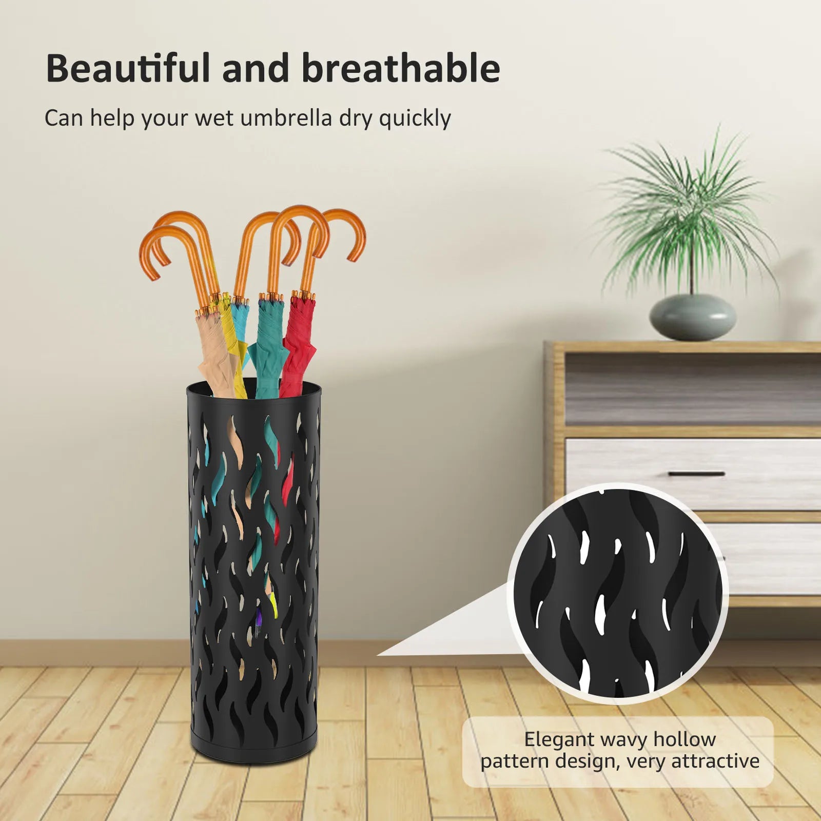 Soporte de Metal para paraguas, estante para paraguas hueco, soporte decorativo para paraguas, contenedor multiusos para bastones para caminar para interiores