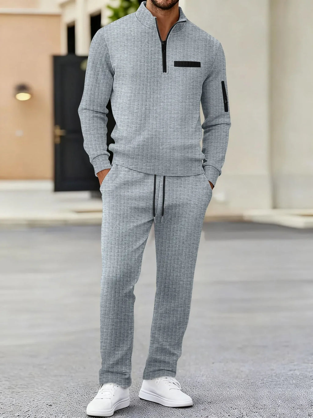 Conjunto de polo y pantalones a cuadros para hombre, chándal de 2 piezas para deportes de golf, ropa informal, traje deportivo de ocio para hombre