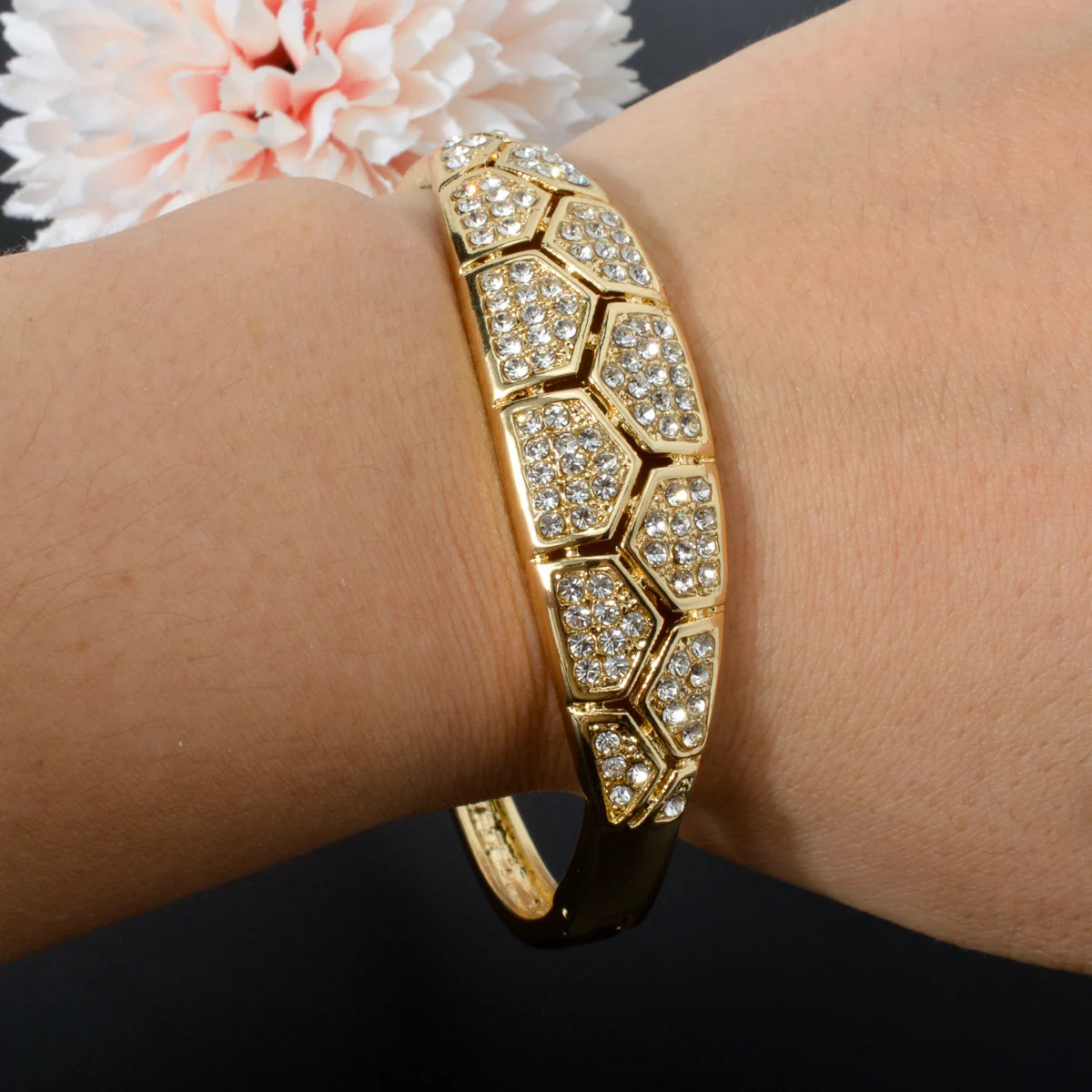 Sunny Jewelry-Conjunto de boda nupcial, circonita de acorita, pendientes chapados en oro clásico, collar, pulsera, anillo para mujer, regalo de aniversario