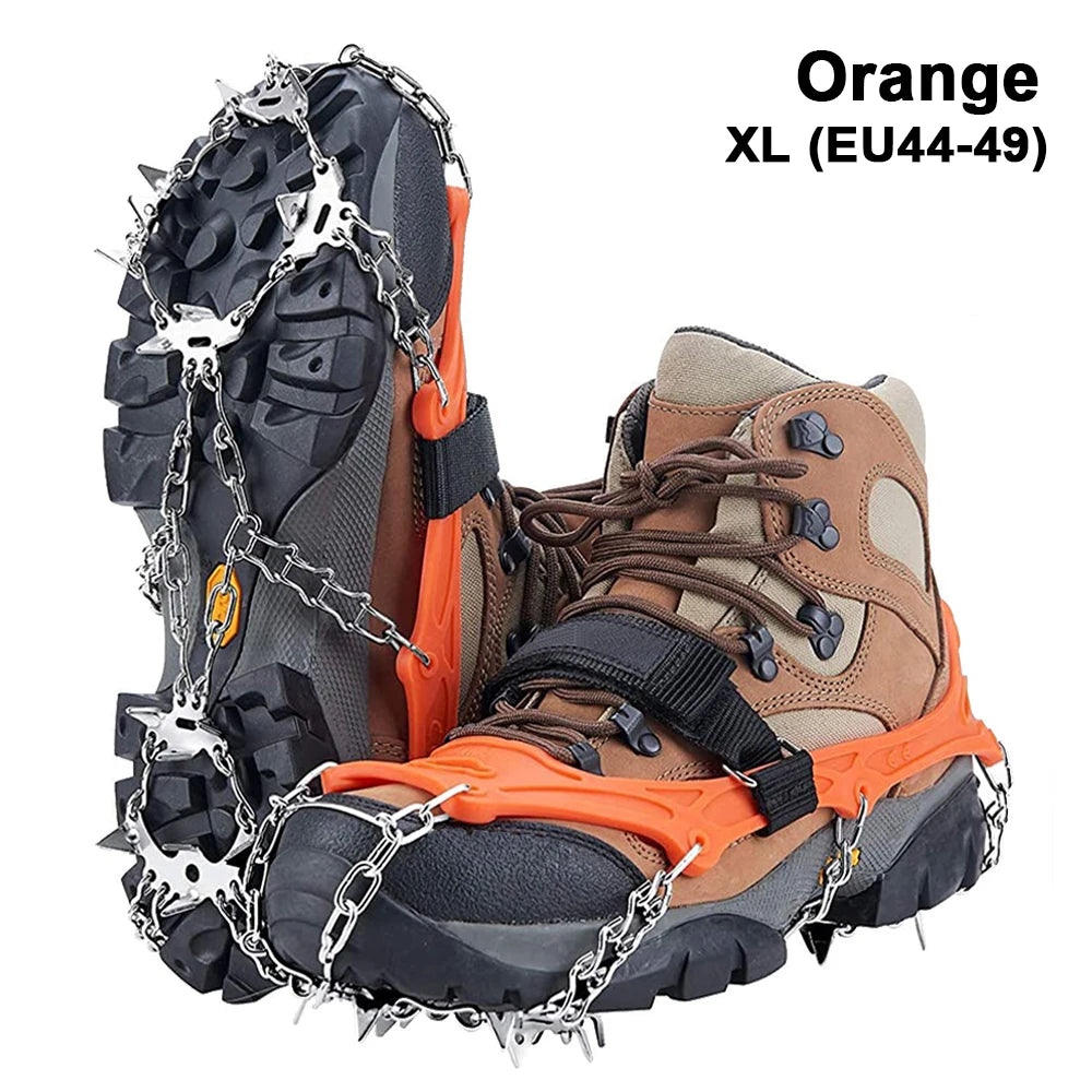 Crampones zapatos 19 picos hielo nieve agarre zapatos Camping antideslizante escalada proteger para correr caminar senderismo en nieve hielo