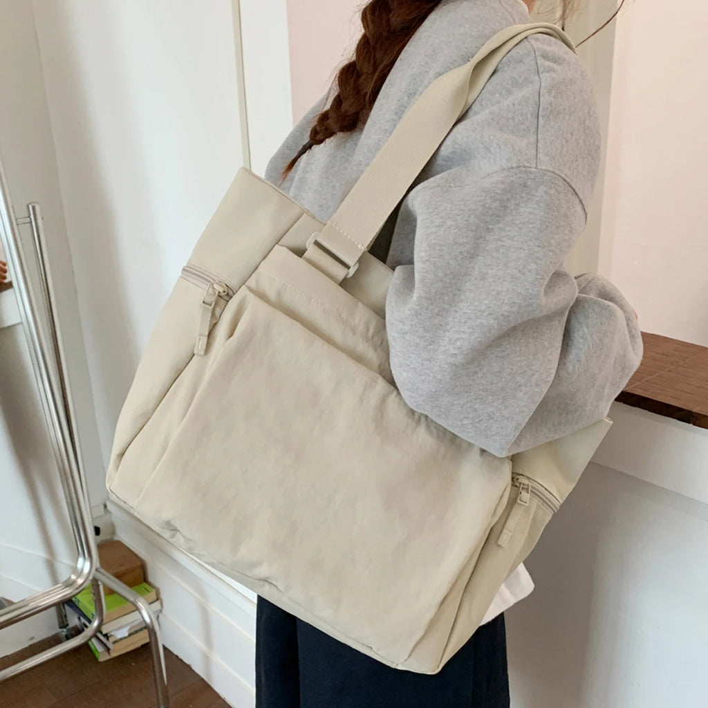 Bolso bandolera de un solo hombro con logotipo personalizado de alta gama para desplazamientos, viajes, estilo perezoso, sensación relajada, bricolaje para estudiantes universitarios