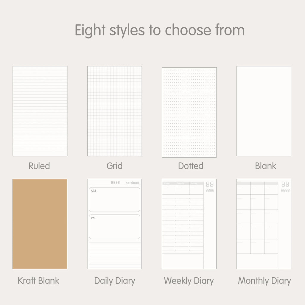 Moterm-insertos de repuesto para cuaderno de cuero TN hechos a mano, reemplazan los planificadores de núcleo interno, pasaporte estándar, tamaño A5, diarios de viajero