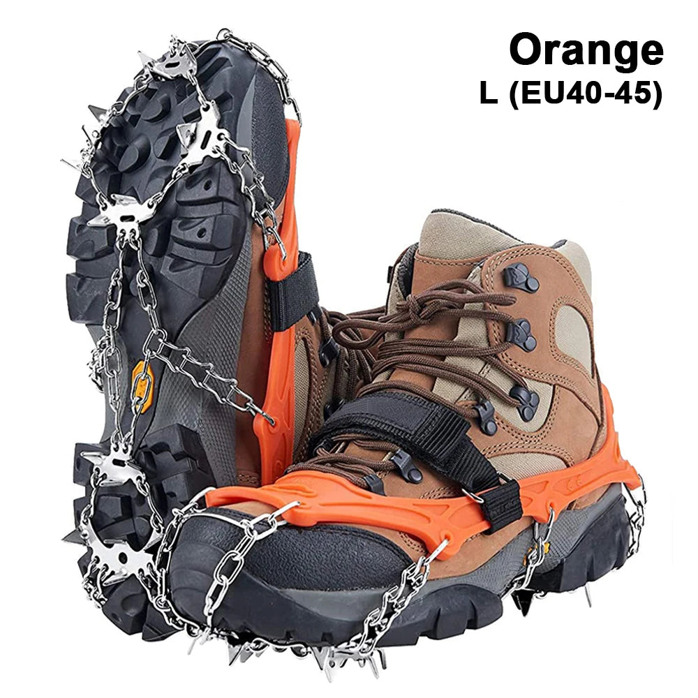 Crampones zapatos 19 picos hielo nieve agarre zapatos Camping antideslizante escalada proteger para correr caminar senderismo en nieve hielo