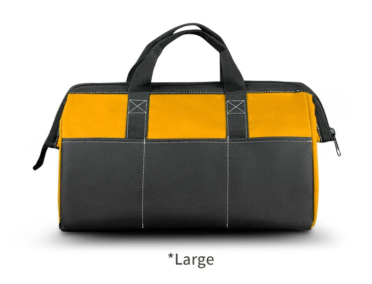 Bolsa de herramientas para hombres, bolsa de herramientas resistente, bolsa de boca ancha para varios instrumentos, electricista carpintero mecánico (amarillo)