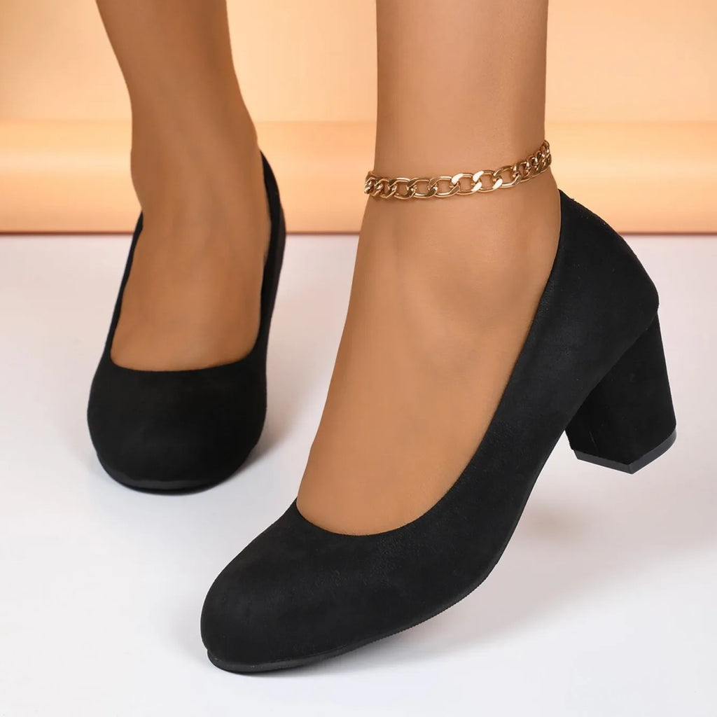 Zapatos De tacón alto poco profundos para Mujer, Zapatos De tacón medios Retro, tendencia De moda, Zapatos De diseñador De otoño, Zapatos De vestir para caminar, Zapatos De Mujer