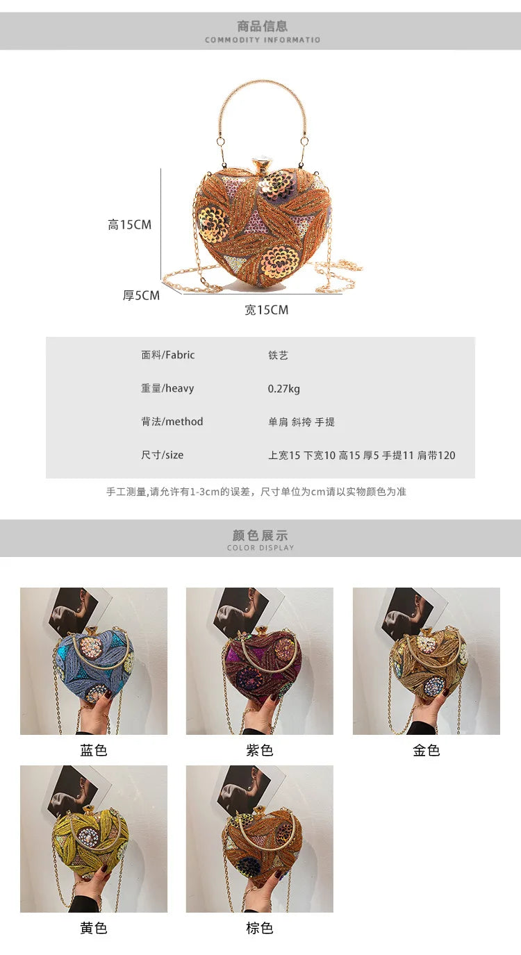 Bolso de mano para mujer 2026Nuevos bolsos de hombro con lentejuelas a la moda europea y americana, bolso de noche de mano Retro para celebridades de Internet