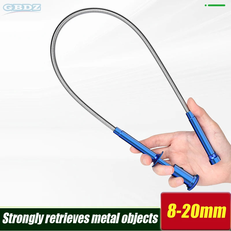 Herramienta de recogida magnética con luz LED, eje flexible para reparación de automóviles y hogar, barra magnética fuerte para tornillos, tuercas en espacios apretados