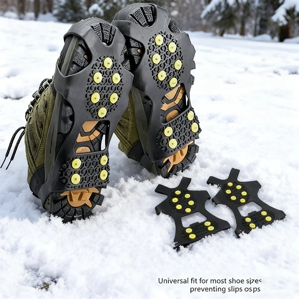 2 uds 10 tacos de acero Crampones empuñaduras de nieve tacos para hielo y nieve tacos de tracción de goma antideslizantes senderismo caminar escalada trotar