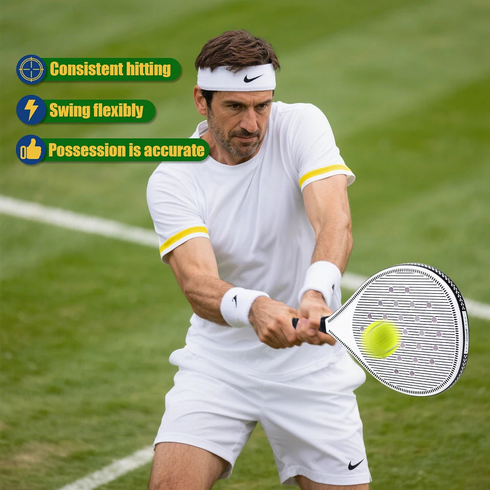 Raqueta de tenis |   Raqueta de padel, hecha de material de fibra de carbono ultraligero, con fuerte elasticidad y buena calidad