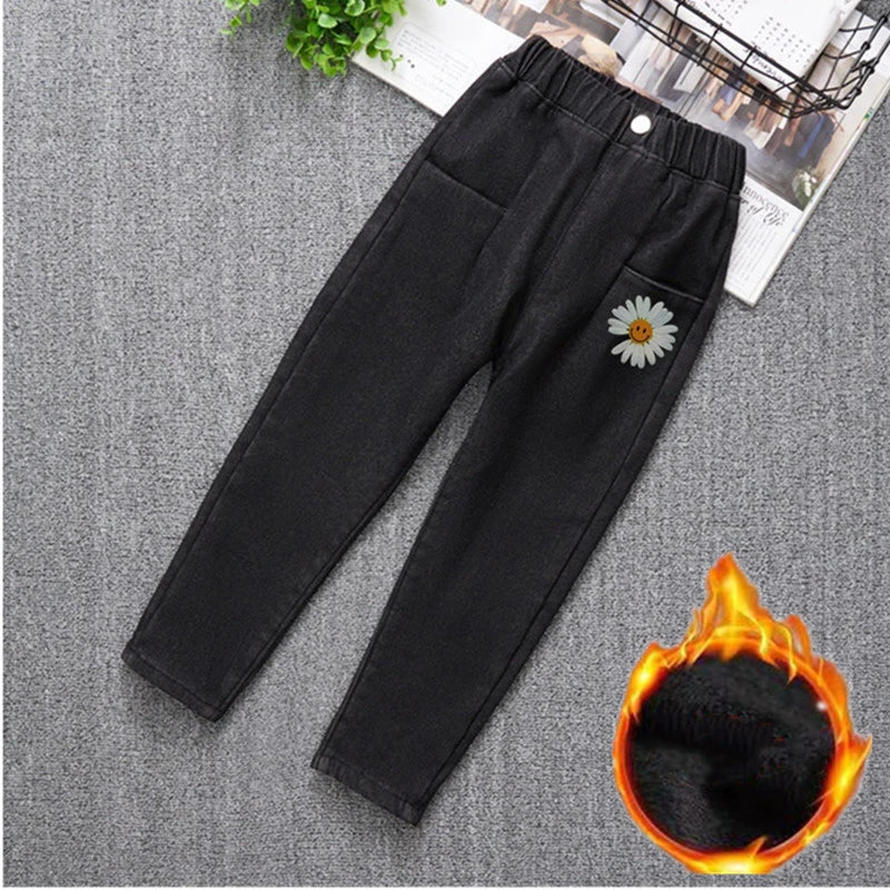 Pantalones para adolescentes de 3 a 14 años, ropa Infantil para niñas, pantalones vaqueros de lana de invierno para niños, pantalones vaqueros para niños, ropa para niñas