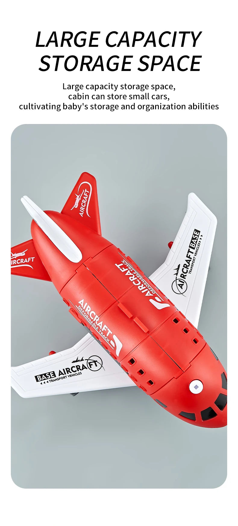 Modelo de avión para niños, juguetes, modelo inercial, aviones de simulación, juguetes multifuncionales, 3 coches aleatorios, 1 helicóptero, 6 señales de tráfico