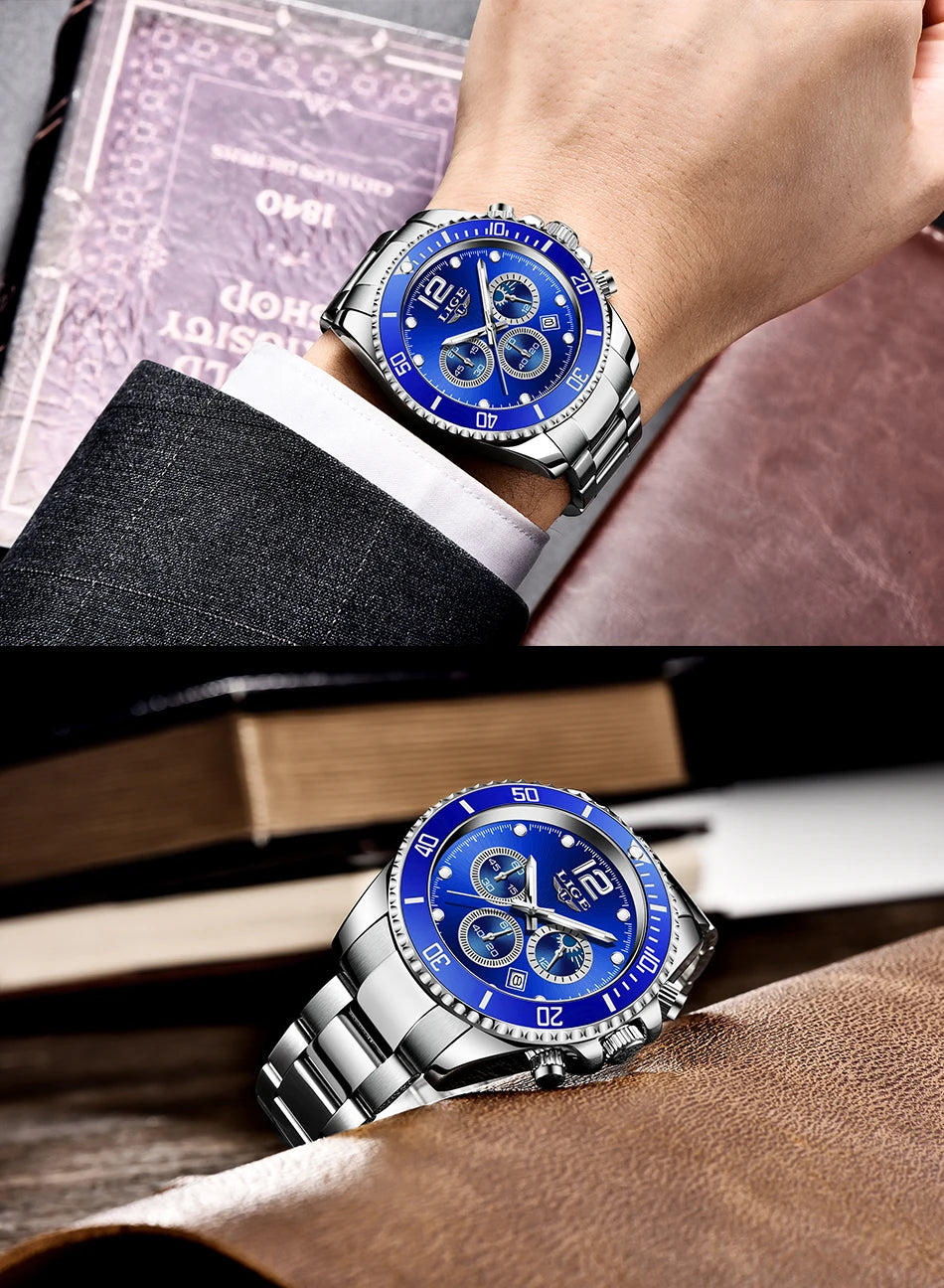 Reloj Masculino LIGE, nuevo reloj de cuarzo militar para hombre, relojes impermeables de lujo a la moda, cronógrafo con fecha de negocios para hombre