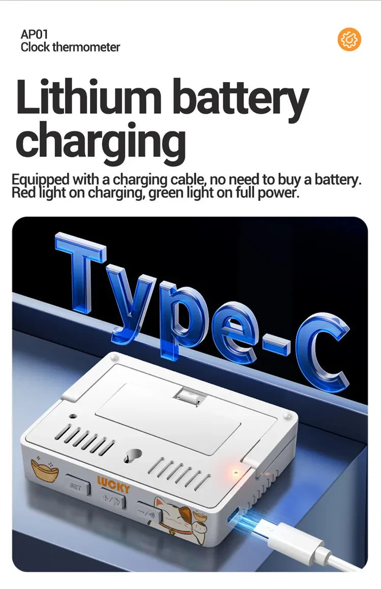 Termómetro de aire inteligente, higrómetro, reloj multifunción, pantalla Digital, Sensor de estación meteorológica para el hogar, interior y exterior