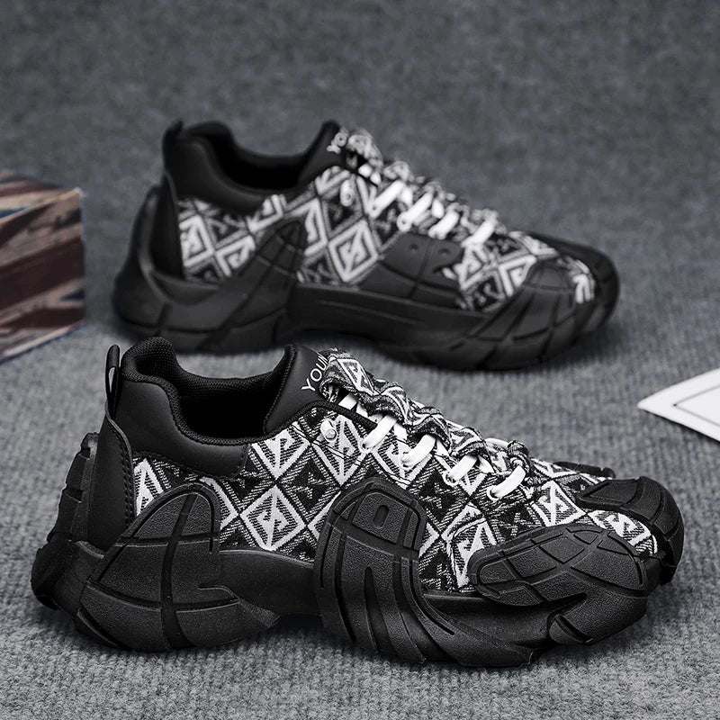 Zapatillas de deporte informales de talla grande 45, zapatos deportivos con suela de pulpo de diseñador para hombre, zapatos de gimnasio con plataforma aumentada de altura de tela de cuero de moda