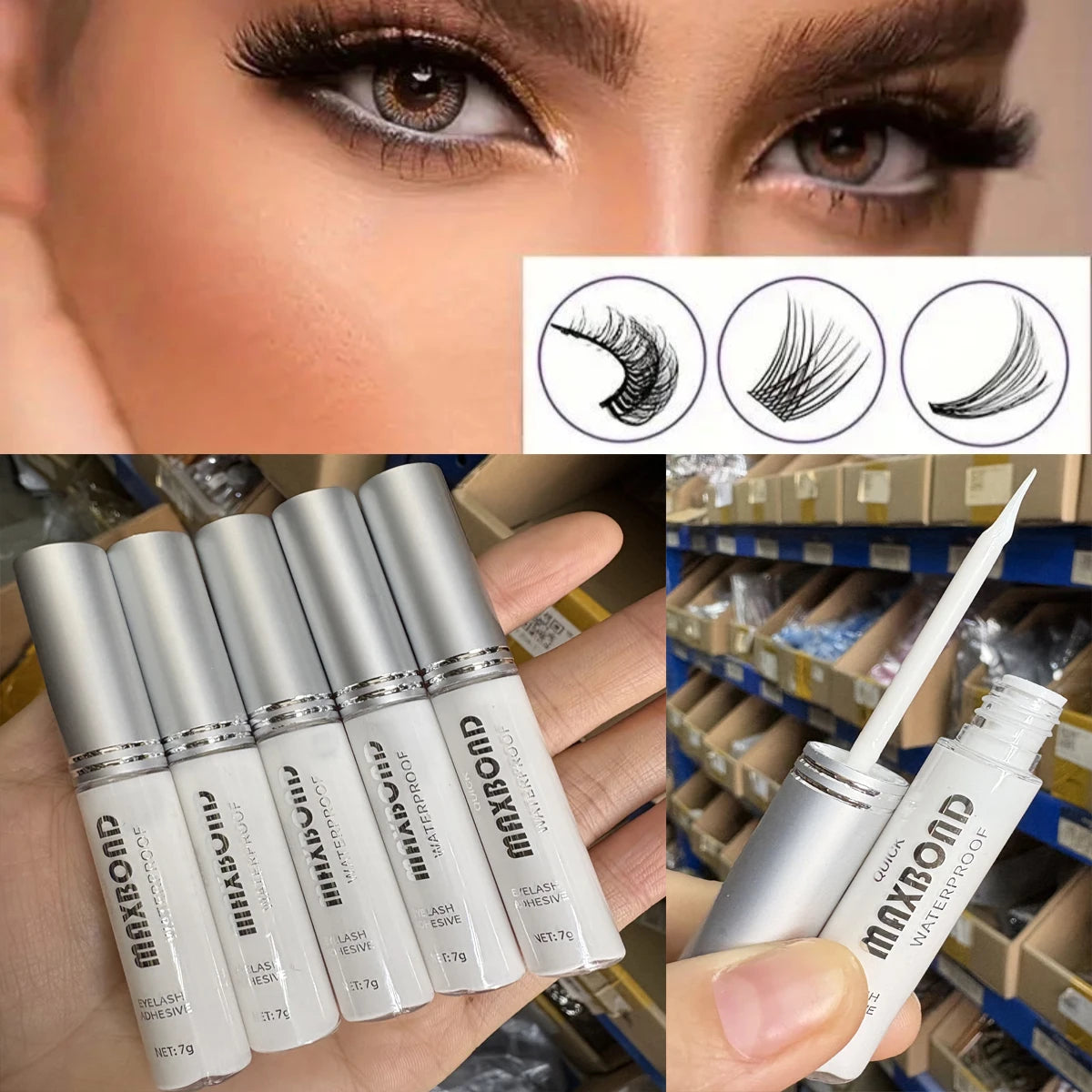 Pegamento para pestañas de 7g, Gel resistente al agua, fuerte sujeción para salón profesional y uso doméstico, adecuado para pestañas postizas/individuales/pestañas más claras