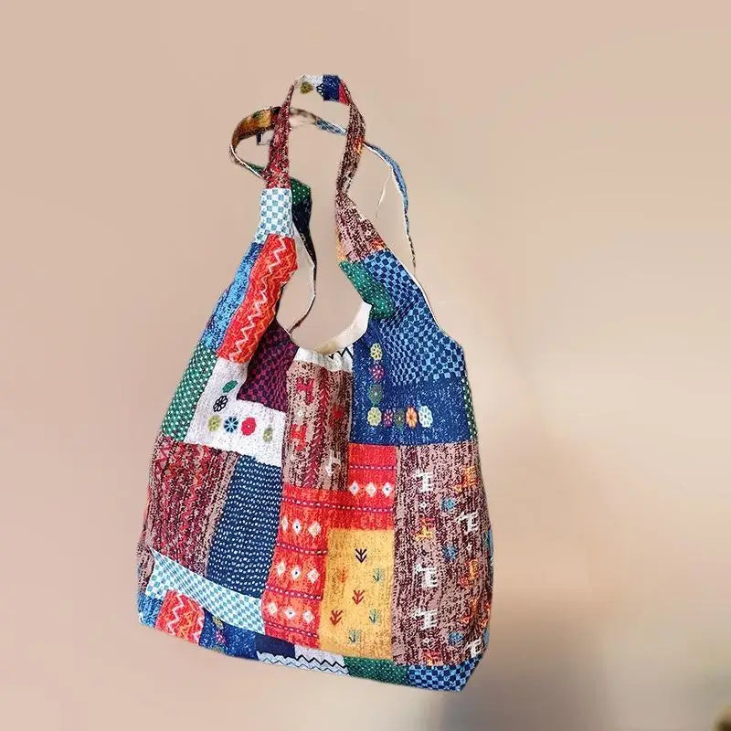 Fanshion-Bolso de retales de estilo étnico, bolso de hombro bohemio, informal, de gran capacidad, para ir al trabajo