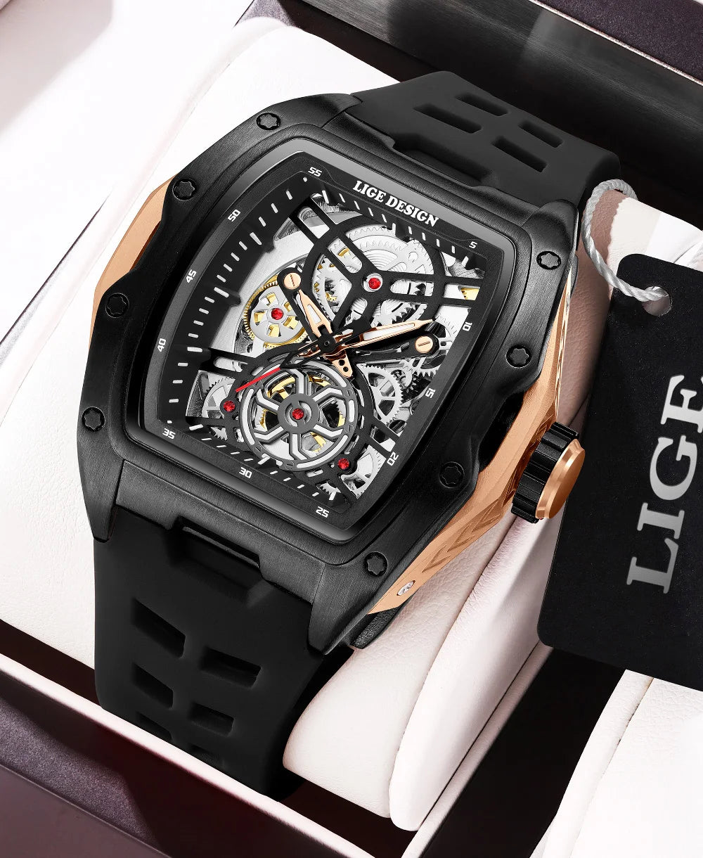 Reloj LIGE 2026 Nuevo de Lujo para Hombre, Deportivo, Automático, Mecánico, con Correa, Reloj de Pulsera Masculino