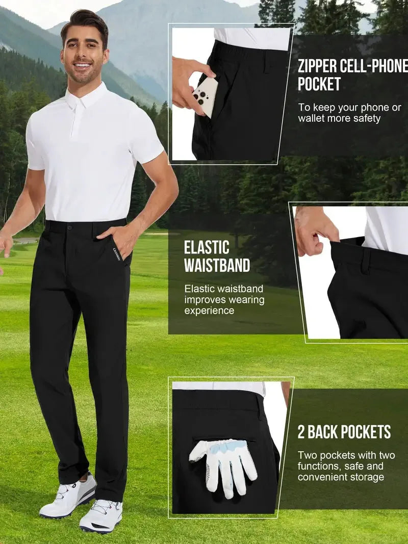 Pantalones deportivos de Golf de verano para hombre, transpirables, de alta elasticidad, para exteriores, corte ajustado y efecto adelgazante