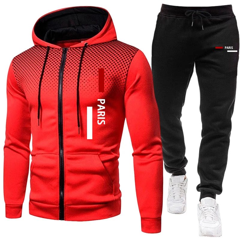 Ropa deportiva para hombre, sudadera con capucha y pantalones de chándal, sudadera deportiva informal urbana con cremallera, traje para correr, trajes de entrenamiento de otoño/invierno