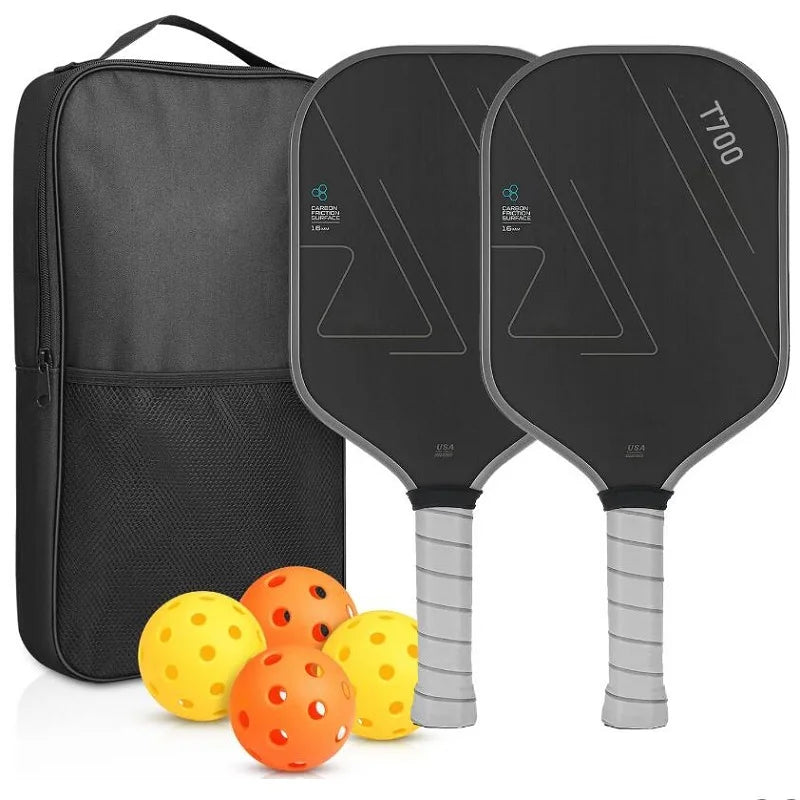 Paleta de Pickleball T700, superficie esmerilada de fibra de carbono, 16MM, punto dulce mejorado, Control y potencia, agarre antideslizante, compatible con USAPA