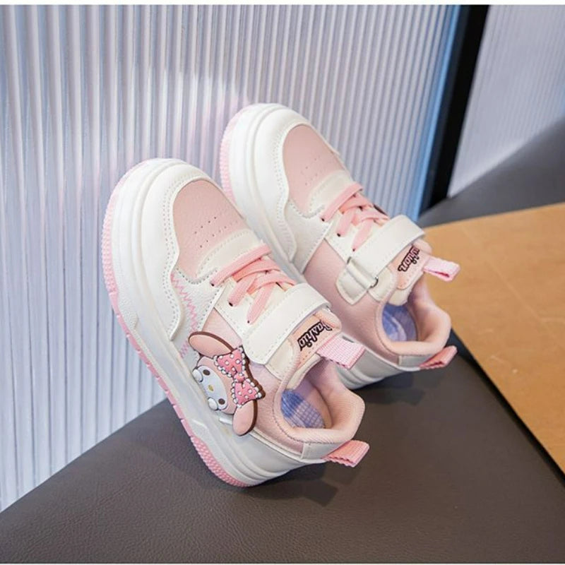 Zapatos informales para niños, zapatillas deportivas de cuero PU con dibujos animados para primavera y otoño, zapatos antideslizantes rosas Pruple, talla 22-36