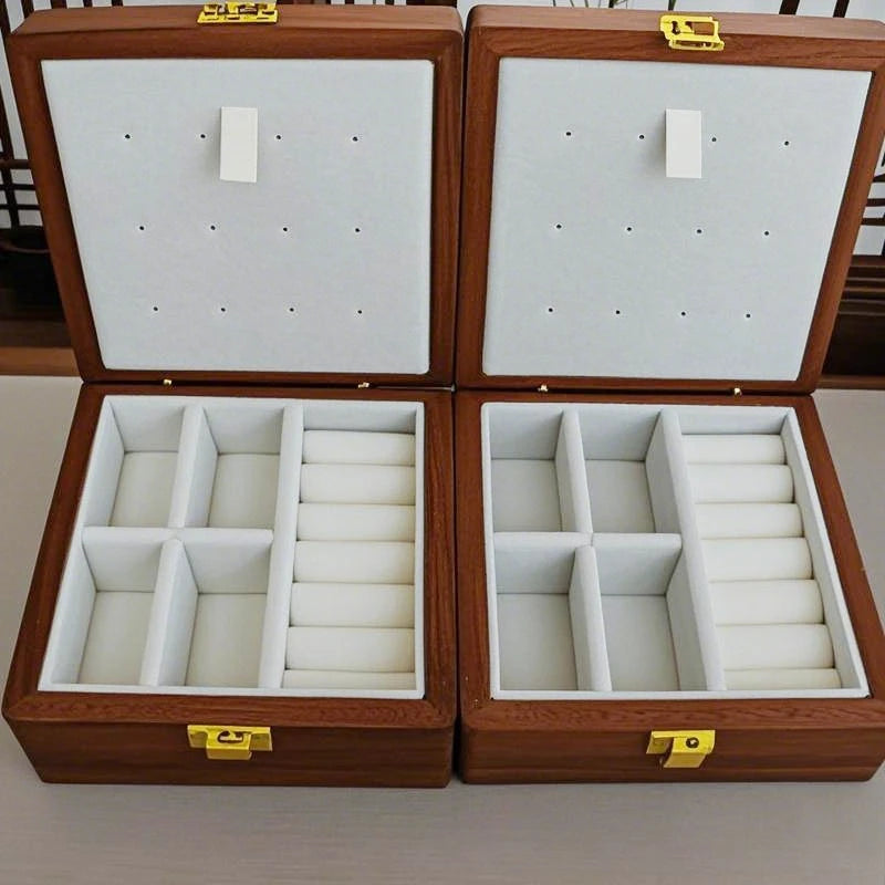 Caja de joyería de madera, pulseras de lujo, anillos, caja expositora, collares, pendientes, escaparate, baratija de mujer, Estuches de almacenamiento de joyería