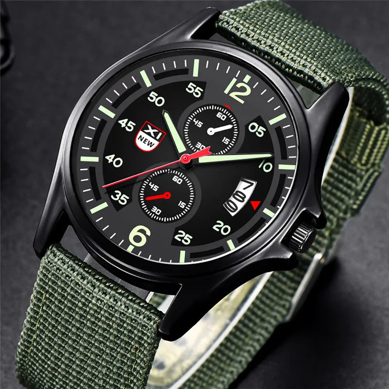 Reloj Hombre genuino marca XINEW relojes para Hombre negro estudiantes niños moda banda de nailon ejército deportes fecha Reloj Reloj Masculino
