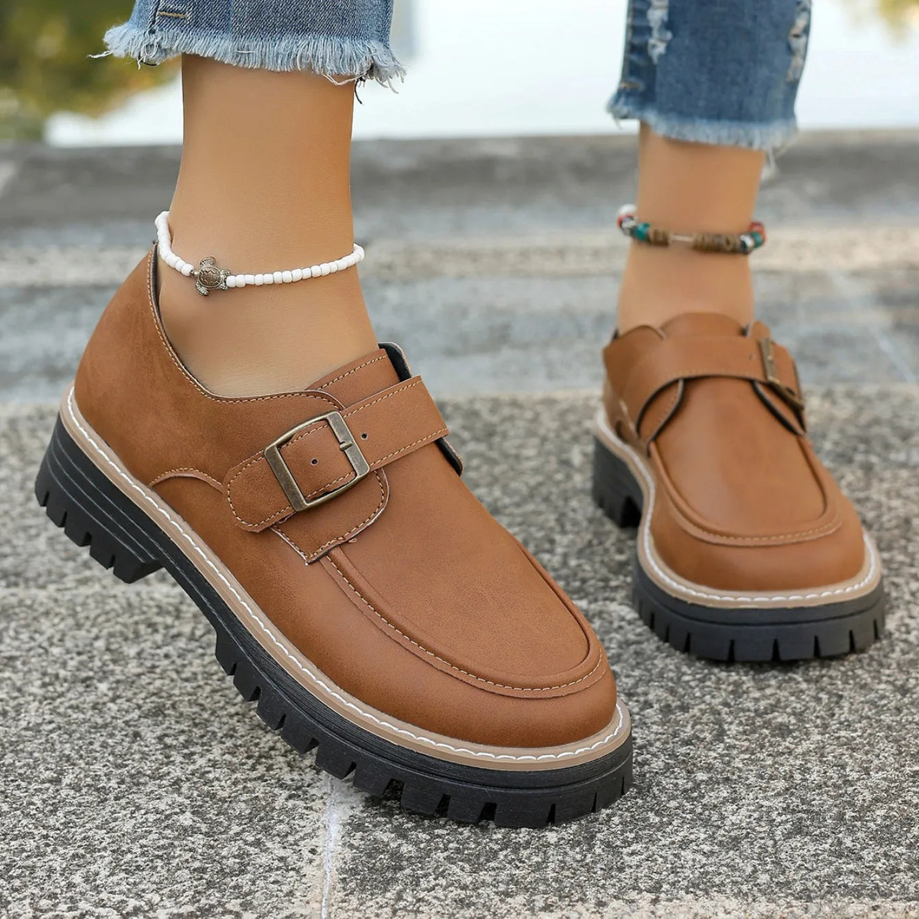 Zapatillas De deporte con plataforma para Mujer, Zapatos planos informales De diseñador De otoño para Mujer, zapatillas cómodas para caminar con hebilla De tendencia, Zapatos De Mujer