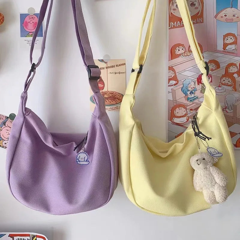 Bolso de hombro sólido Harajuku para mujer, bolsos multifunción simples que combinan con todo, bolsos cruzados de gran capacidad, monedero para adolescentes