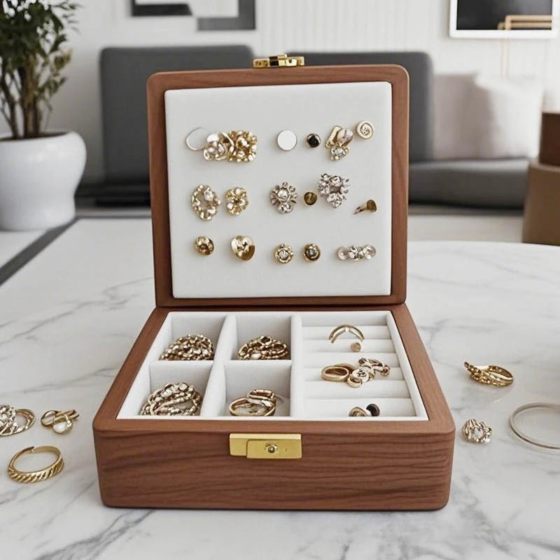 Caja de joyería de madera, pulseras de lujo, anillos, caja expositora, collares, pendientes, escaparate, baratija de mujer, Estuches de almacenamiento de joyería