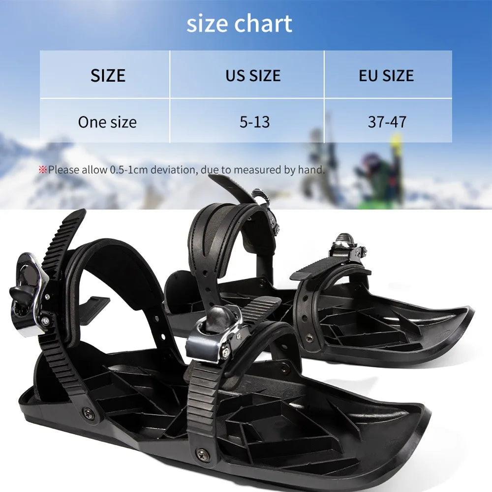 Mini esquís palas de nieve para esquís de nieve para zapatos de invierno patines cortos palas de nieve Skiboards zapatos de esquí portátiles y ligeros deporte al aire libre