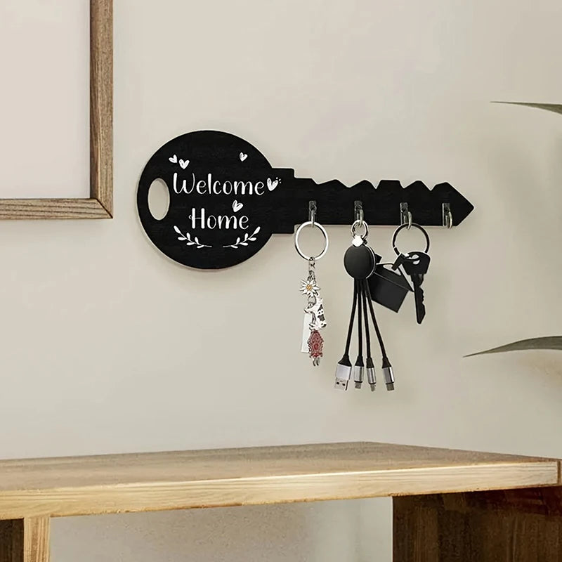 Organizador de almacenamiento, llave creativa, marco de madera, gancho de almacenamiento de pared moderno montado en la pared, estante de almacenamiento colgante Retro de boj para ropa