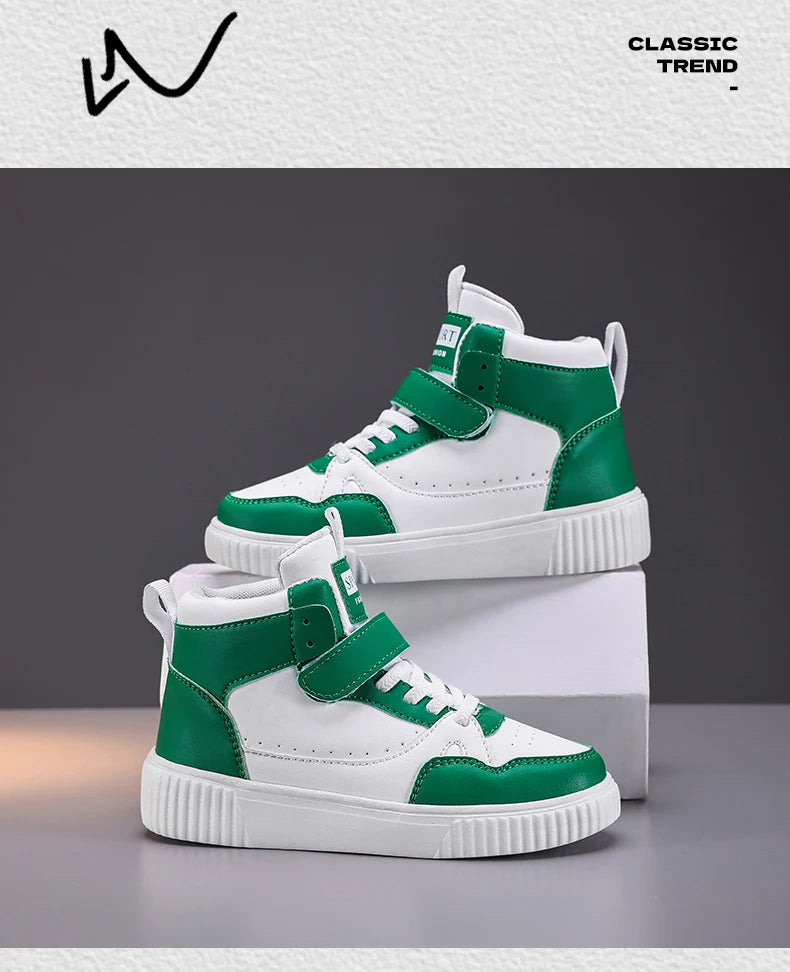 Zapatillas Deportivas para Niños, Zapatillas de Baloncesto de Caña Alta Casuales para Niños y Niñas, Zapatillas de Piel Sintética, Nuevas Zapatillas Deportivas de Moda 2026