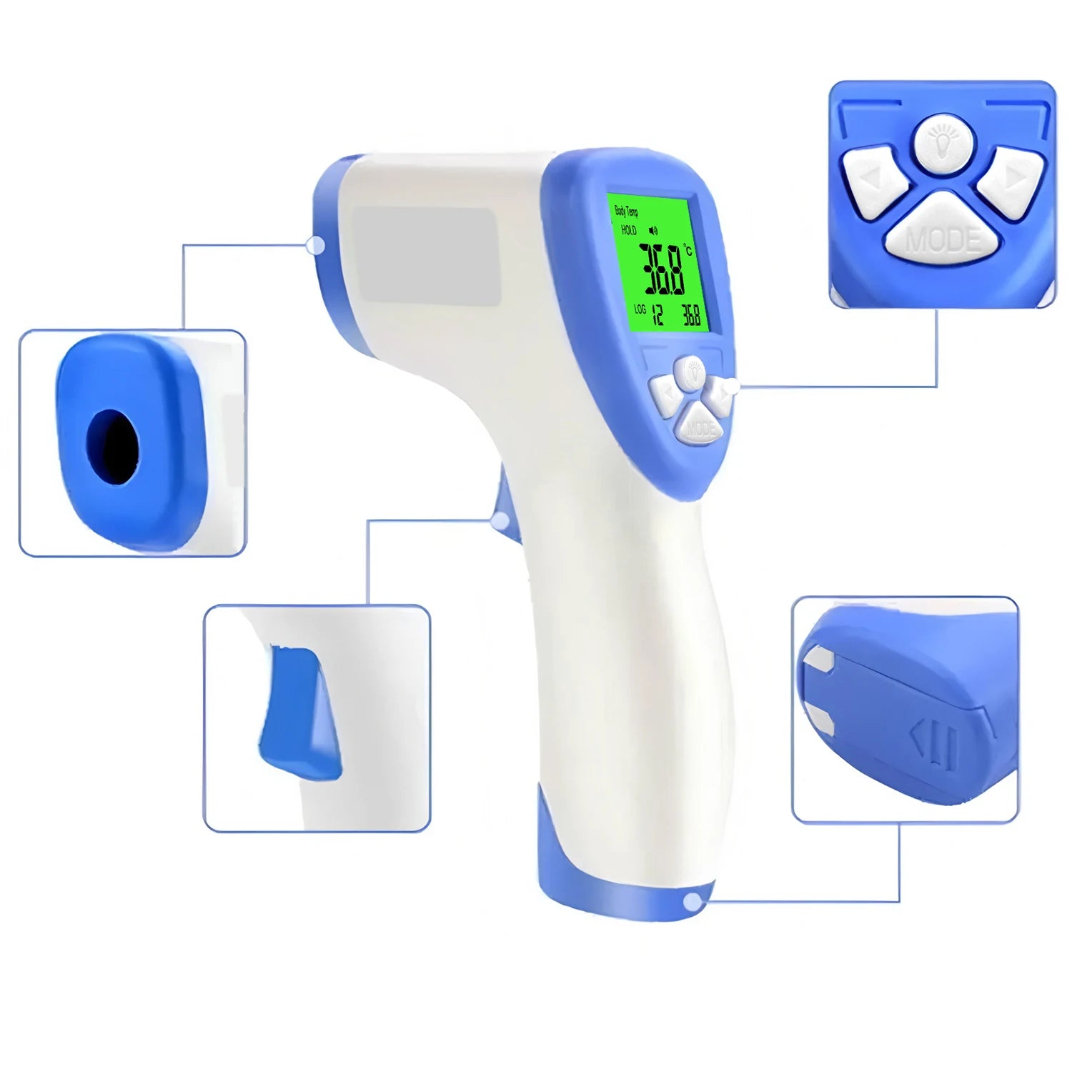 Termómetro infrarrojo para fiebre médica, termómetro Digital láser sin contacto para cuerpo, termómetro para medir la temperatura de la frente para bebés y adultos
