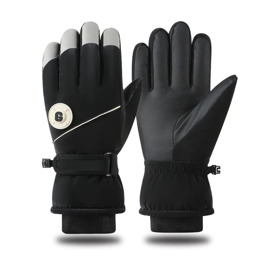 Guantes de esquí para invierno, cálidos y resistentes al frío, gruesos, antideslizantes, impermeables, Montañismo al aire libre, ciclismo, pantalla táctil,