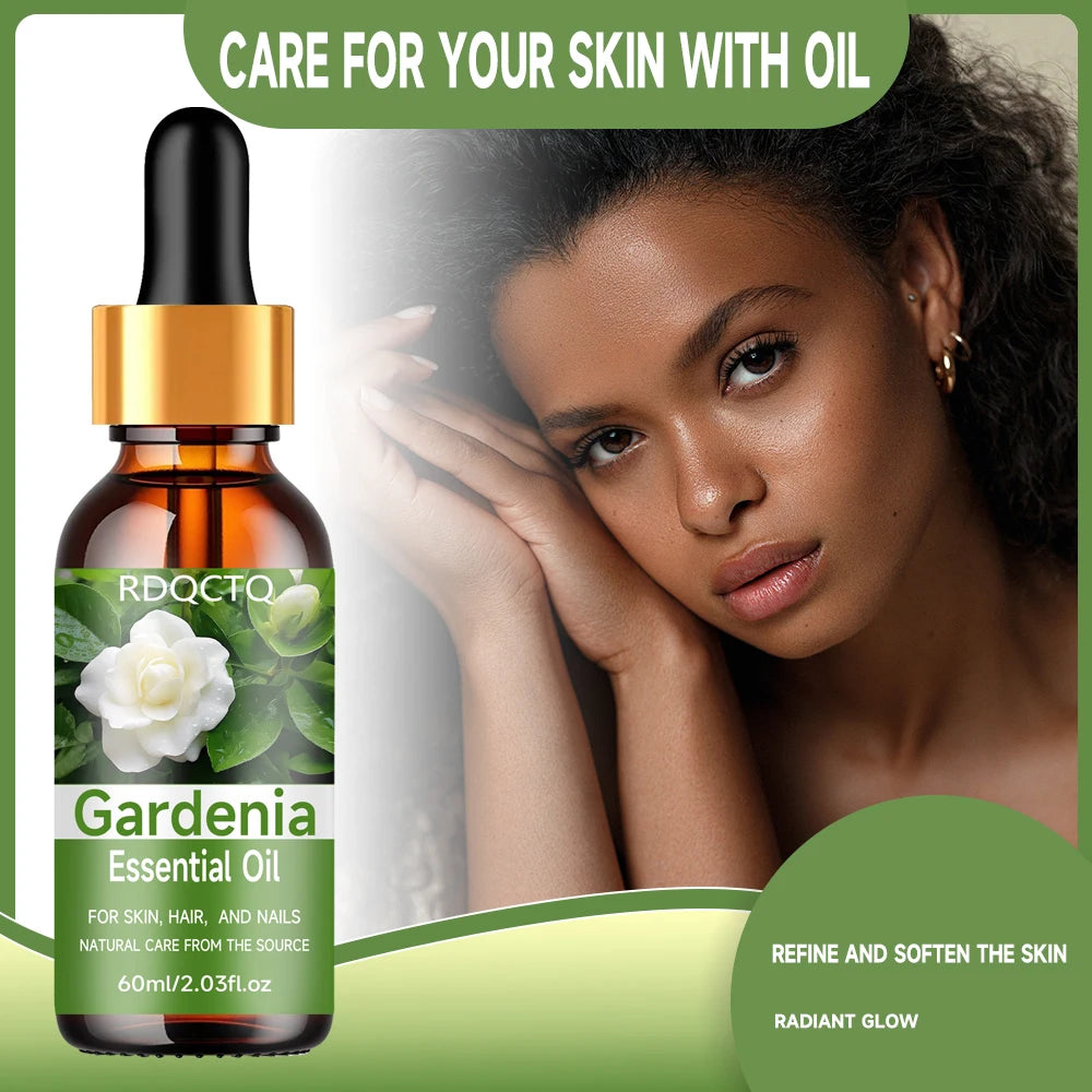 Aceite esencial natural de Gardenia para el cuidado de la piel, el cabello y las uñas: aceite hidratante floral puro con cuentagotas 40/60 ml