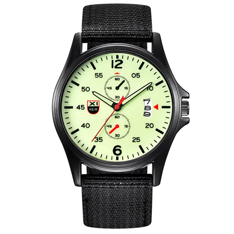 Reloj Hombre genuino marca XINEW relojes para Hombre negro estudiantes niños moda banda de nailon ejército deportes fecha Reloj Reloj Masculino