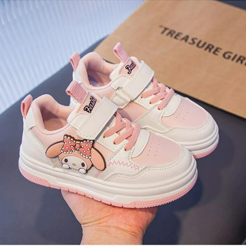 Zapatos informales para niños, zapatillas de deporte de cuero PU con dibujos animados, zapatos deportivos para primavera y otoño para niños, zapatos antideslizantes de color rosa y morado, talla 22-36