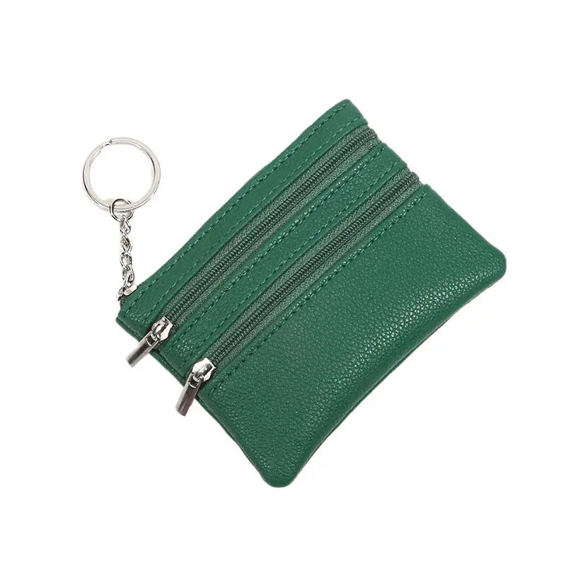 Monedero de cuero PU a la moda, cartera pequeña para mujer, monederos de cambio, Mini bolsas de dinero con cremallera, billeteras de bolsillo para niños, llavero