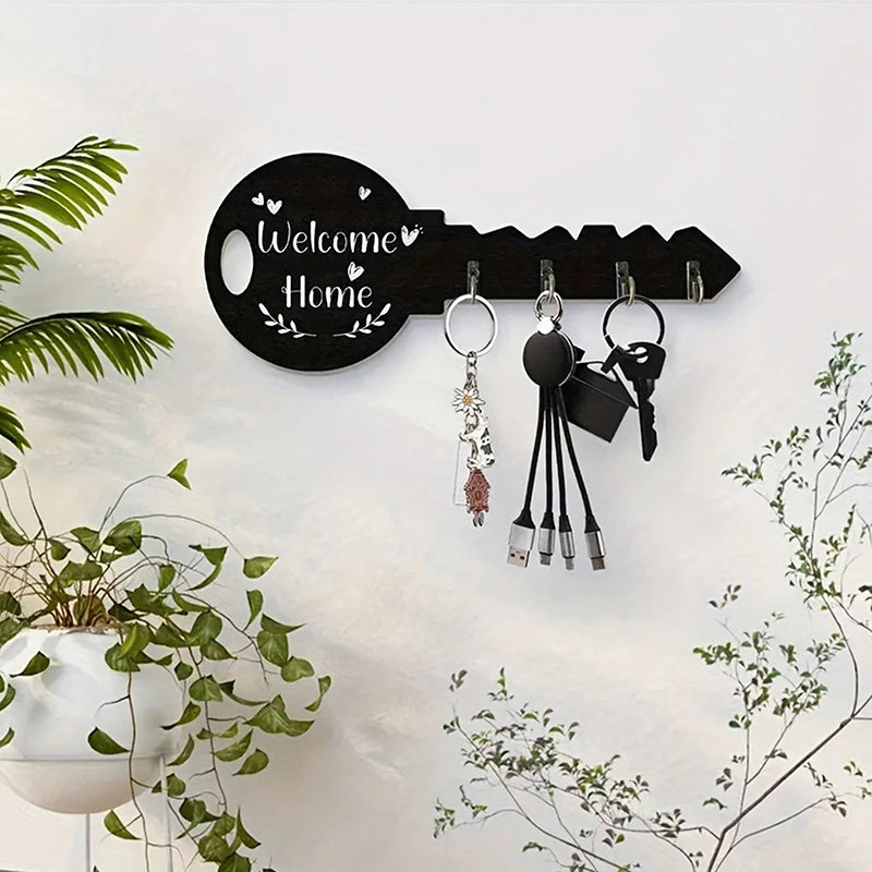 Organizador de almacenamiento, llave creativa, marco de madera, gancho de almacenamiento de pared moderno montado en la pared, estante de almacenamiento colgante Retro de boj para ropa