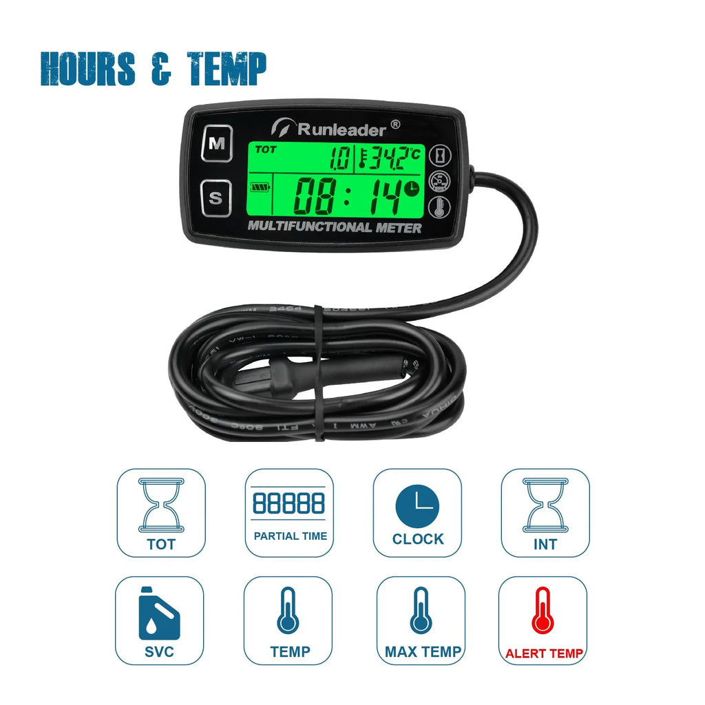 Medidor de temperatura Digital RPM para motor de Gas, moto, Jet Ski, Buggy, SnowblowTractor, Pit Bike, Paramotor
